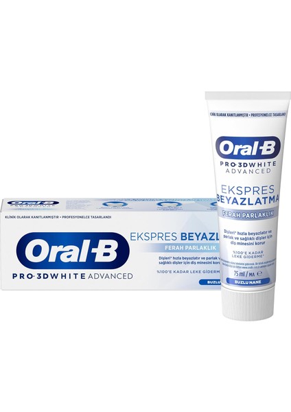 Oral-B Pro 3D White Advanced Ekspres Beyazlatma Ferah Parlaklık Diş Macunu 75 ml