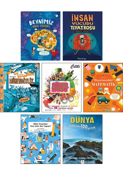 Beynimiz Nasıl Çalışır? + İnsan Vücudu Tiyatrosu + Süper Sanat + Şaşırtıcı Gerçekler Mühendislik + Şaşırtıcı Gerçekler Matematik + Çığır Açan 125 İcat + Uzay Hakkında Bilmen Gereken 100 Şey / 7'li Set
