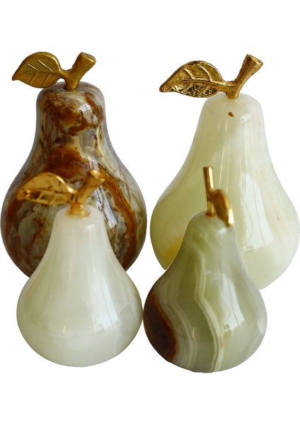 El Yapımı Doğal Oniks Taş Armut Seti ve 6 Inç Çanak - Dekoratif Sofra ve Ev Aksesuarı, Bereket Sembolü modelleri