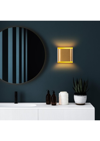 Bera Çift Yönlü Metal Aplik Parlak Gold, Rustik Dekoratif Duvar Lambası BERA-15306