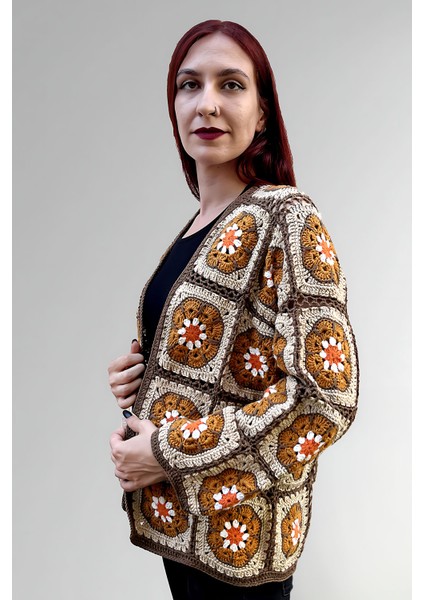 Turuncu Papatya El Ötgüsü Kadın Hırka fiyatları