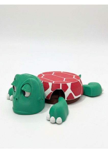 Fanatik Kaplumbağa Bardak Altlığı – Hareketli ve Eğlenceli Kupa Altlığı (Kırmızı - Beyaz Çizgili)