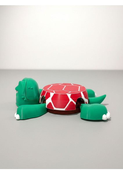 Fanatik Kaplumbağa Bardak Altlığı – Hareketli ve Eğlenceli Kupa Altlığı (Kırmızı - Beyaz Çizgili)