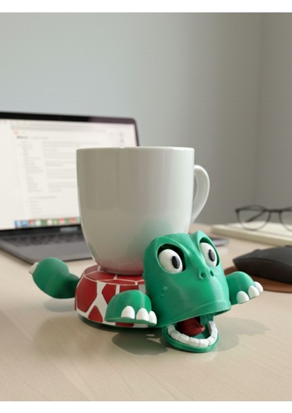 Fanatik Kaplumbağa Bardak Altlığı – Hareketli ve Eğlenceli Kupa Altlığı (Kırmızı - Beyaz Çizgili) modelleri