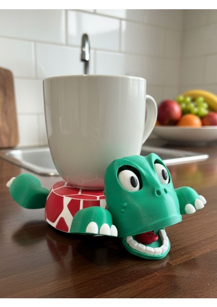 Fanatik Kaplumbağa Bardak Altlığı – Hareketli ve Eğlenceli Kupa Altlığı (Kırmızı - Beyaz Çizgili) fırsatları