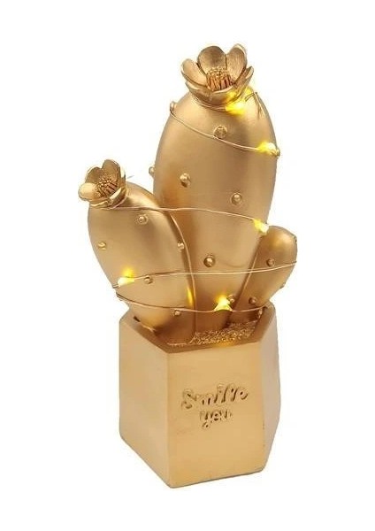 Buffer® LED Işıklı Sevimli Kaktüs Dekoratif Masa Lambası Mini Biblo Gece Lambası Gold modelleri