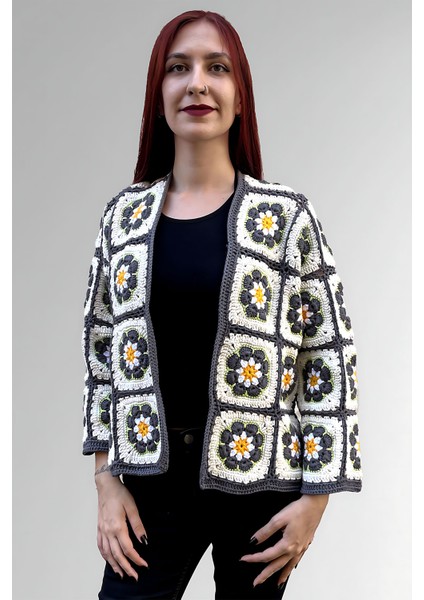 Papatya Desen El Örgüsü Kadın Hırka