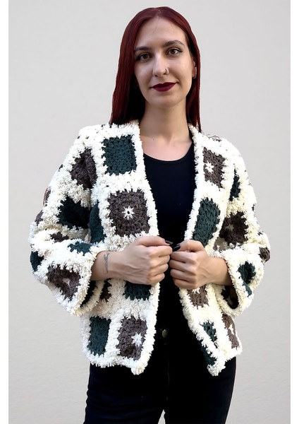 Anne Kuzusu Beyaz-Gri El Örgüsü Uzun Kollu Kadın Hırka fiyatları
