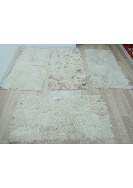 Gerçek Koyun Postundan Toskana Uzun Tüylü, Kalın Tok Duran Rengarenk Halı Seccade