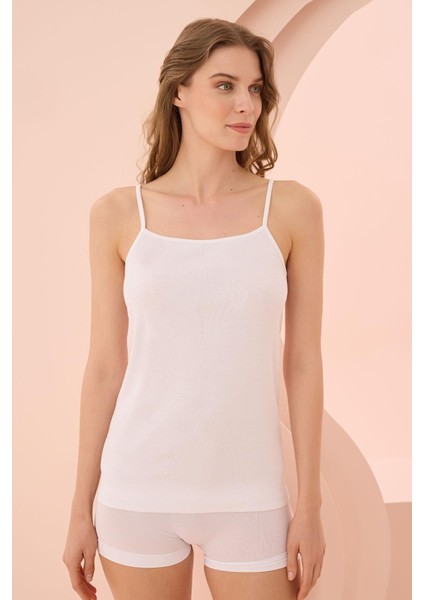 Ip Askılı Beyaz Ribana Atlet