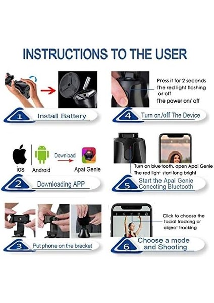 Özçekim Sopa 360 ° Döndürme Otomatik Akıllı Yüz ve Nesne Izleme Cep Telefonu Tutucu Video Kaydı Için, ile Çalışmak Için modelleri