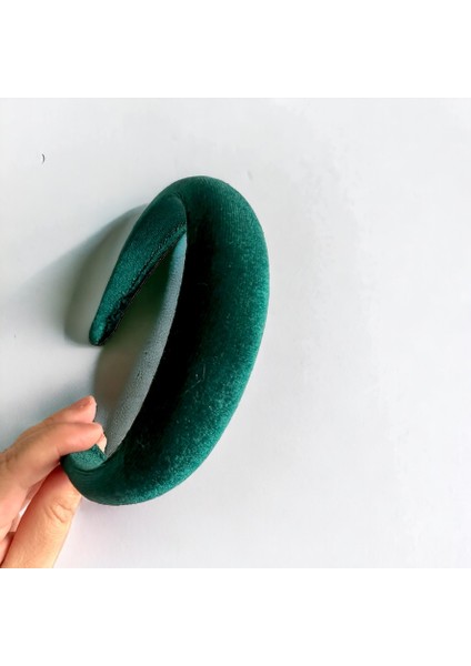 Kadife Yeşil Renk Az Bombeli Saç Tacı fiyatları