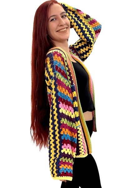 Colorfull El Örgüsü Kadın Hırka modelleri