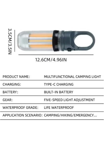 Filament LED Şarjlı Mini Işık | 400 Lümen, 3W LED + Anahtarlık Klipsli | Type-C Girişli, 800 Mah Dahili Pilli El | Taşınabilir Kamp, Acil ve Günlük Kullanım Için fiyatları
