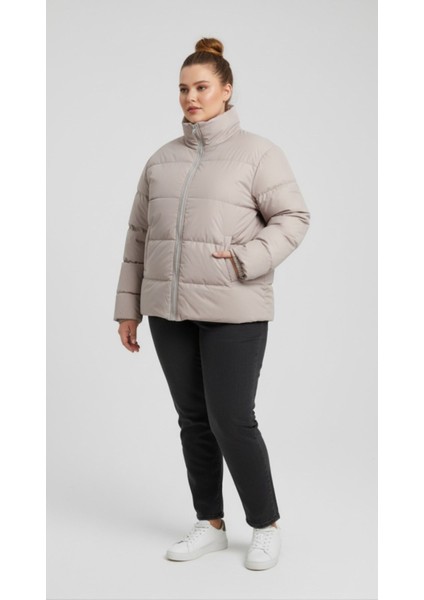 Kadın Şişme Mont Silikon Elyaflı Su Itici Kumaş