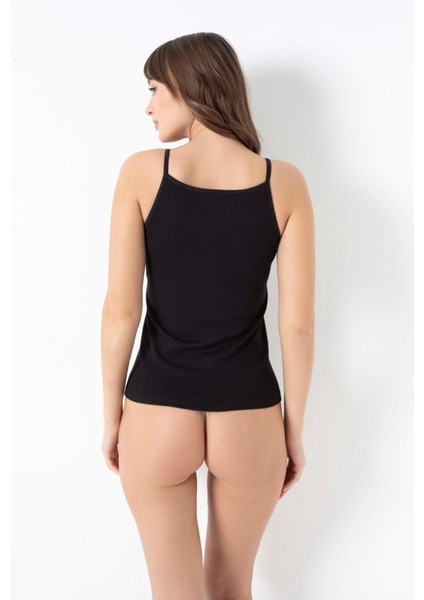 Likralı Pamuklu Ip Askılı Siyah Atlet fiyatları