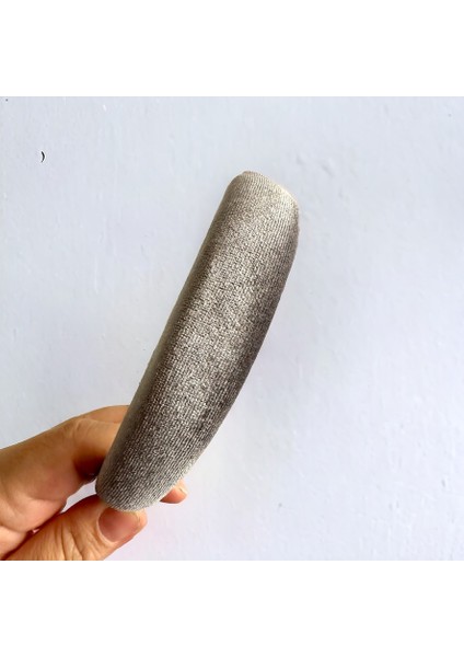 Kadife Gri Renk Az Bombeli Saç Tacı