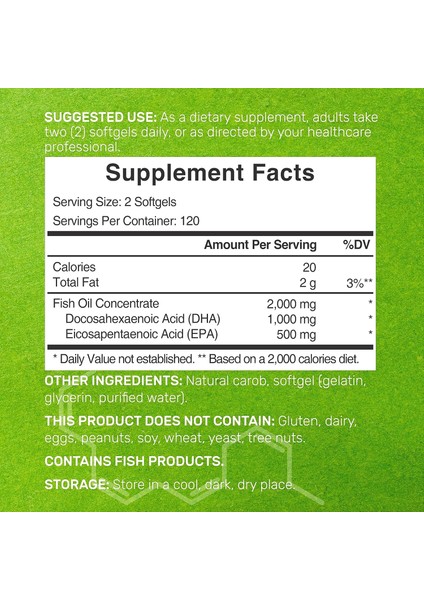 Dha Epa Omega 3 Fish Oil Brain Heart & Joint Health 240 Softgels modelleri