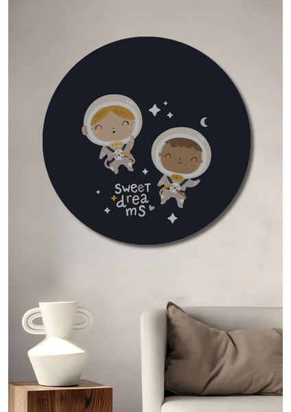 Uzay Keşfi Dekoratif Ahşap Mdf Ev/işyeri Duvar Tablo Yuvarlak Ev/işyeri Duvar Tablo