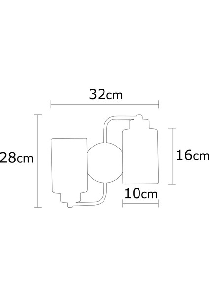 Balcova Modern Ikili Cam Aplik Krom, Dekoratif Duvar Lambası BALCOVA-N-346 modelleri