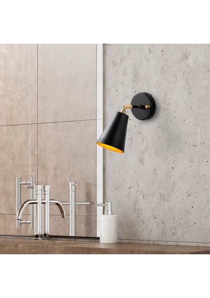 Evander Hareketli Başlık Tekli Aplik Siyah, Modern Metal Sıvama Dekoratif Lamba EVANDER-13191