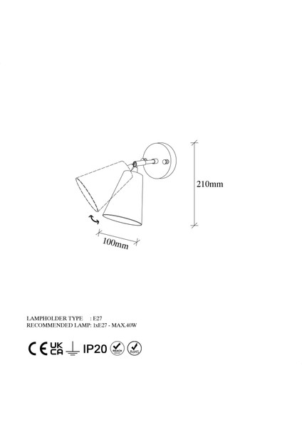 Evander Hareketli Başlık Tekli Aplik Siyah, Modern Metal Sıvama Dekoratif Lamba EVANDER-13191 indirimleri