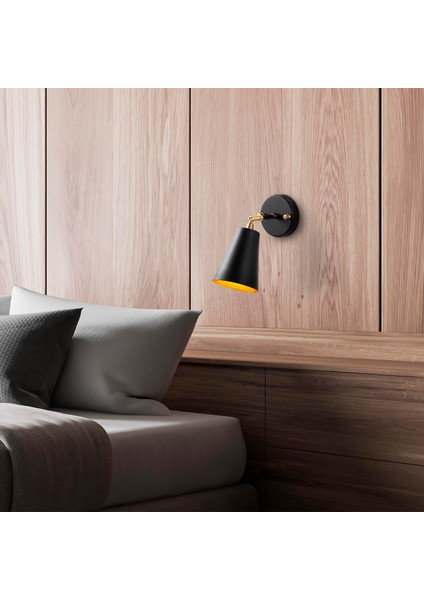 Evander Hareketli Başlık Tekli Aplik Siyah, Modern Metal Sıvama Dekoratif Lamba EVANDER-13191