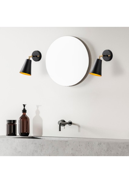 Evander Hareketli Başlık Tekli Aplik Siyah, Modern Metal Sıvama Dekoratif Lamba EVANDER-13191