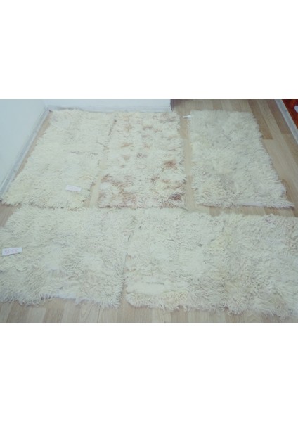 Gerçek Koyun Postundan Toskana Uzun Tüylü, Kalın Tok Duran Rengarenk Halı Seccade