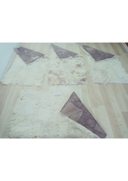 Gerçek Koyun Postundan Toskana Uzun Tüylü, Kalın Tok Duran Rengarenk Halı Seccade