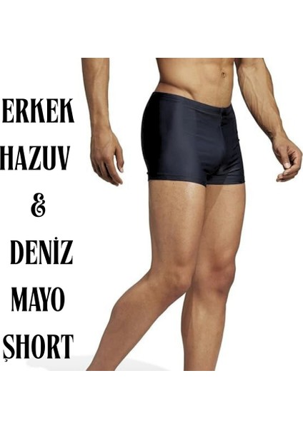 Erkek Siyah Havuz-Deniz- Kısa Tayt Mayo-Kısa Spor Tayt-Kısa Mayo Siyah