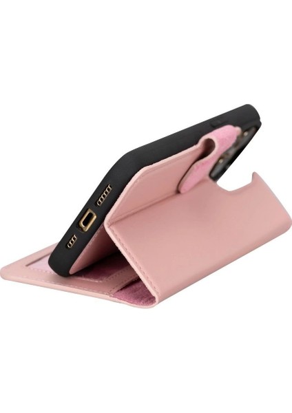 Apple iPhone 15 Pro Max Uyumlu Deri Cüzdanlı Kılıf Mwwn Nu2 Pembe modelleri
