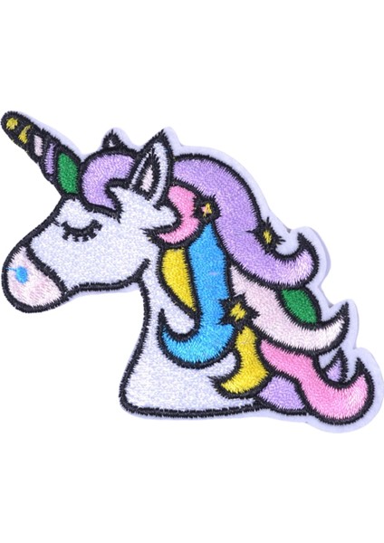 Aplike Ütü Ile Yapışan Unicorn At Beyaz Karışık Arma 6x3 cm
