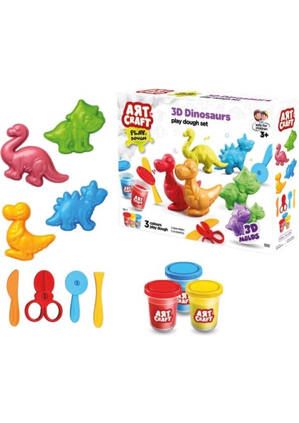 03995 Art Craft 3D Dinozorlar Hamur Set 168 gr -Fentoys