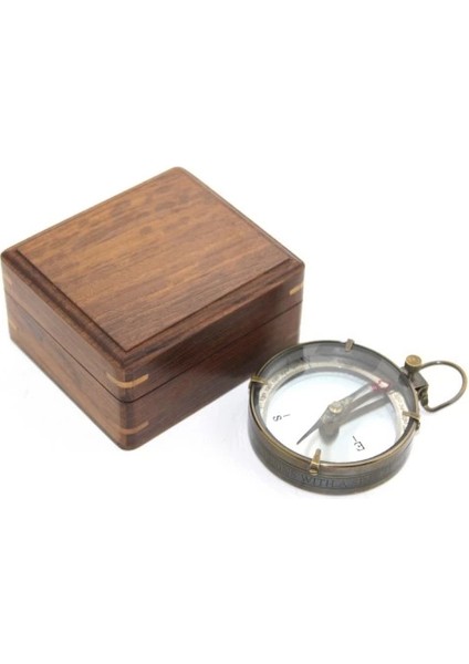 Ahşap Kutulu Pirinç Pusula Model 13