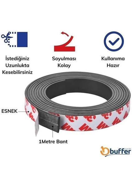 Yapışkanlı Şerit Mıknatıs Magnet Kes Kullan Güçlü Sağlam Rulo Çıkarılması Kolay Siyah 2cm x 1 mt modelleri