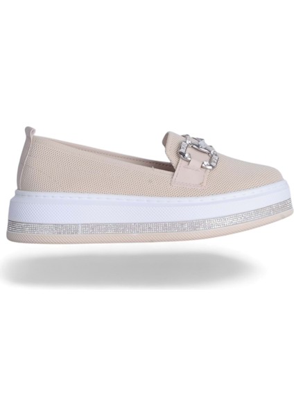 Abboud 2154 Krem Kadın Babet Ayakkabı