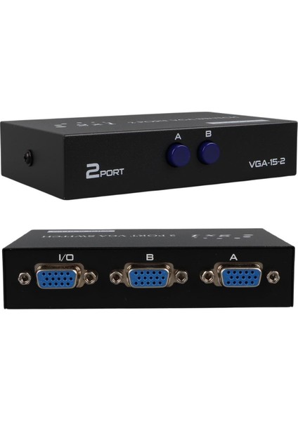 PM-4263 2 Port Giriş 1 Çıkış Manuel VGA Splitter Toplayıcı Switch (2 Pc 1 Ekran)