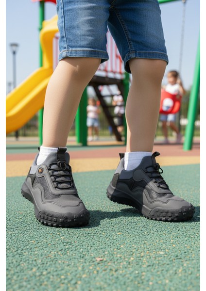 Füme Lastik Bağcıklı Çocuk Outdoor Ayakkabı G63 Kids F modelleri