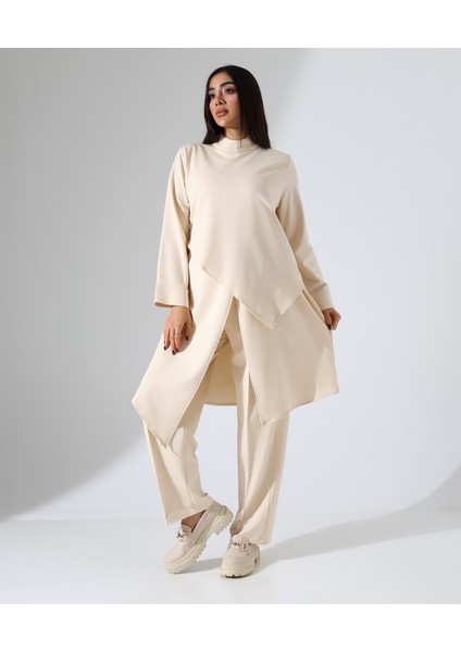 Kadın Asimetrik Boğazlı Iki Parça Büyük Beden Pamuk Takım modelleri