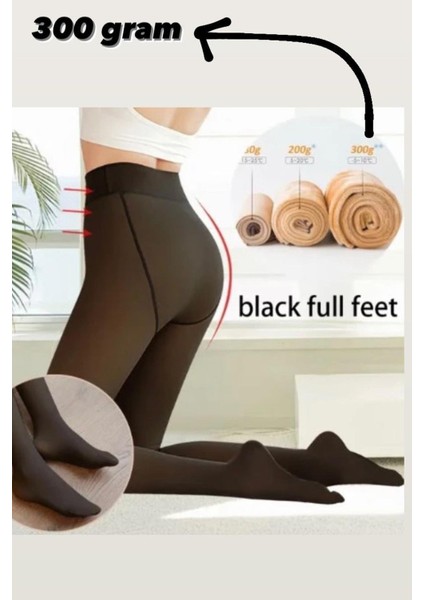 Kadın Siyah Termal Külotlu Çorap – Içi Polarlı Peluşlu, Sıcak Tutan, Kışlık Kalın Model (S/m - L/xl)