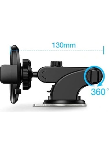 Buffer® 360 Derece Dönen Torpido Üstü Uzunluk Ayarlamalı Vantuzlu Teleskopik Araç Telefon Tutucu modelleri