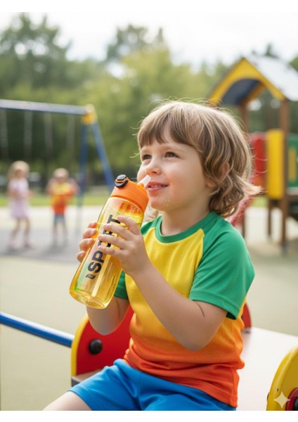 Rio Matara 750 ml Kapaklı- Pipetli, Kapak Koruma Kılıflı Su Matarası Turuncu