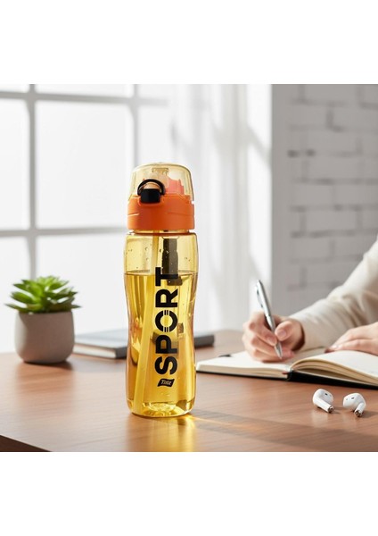 Rio Matara 750 ml Kapaklı- Pipetli, Kapak Koruma Kılıflı Su Matarası Turuncu modelleri