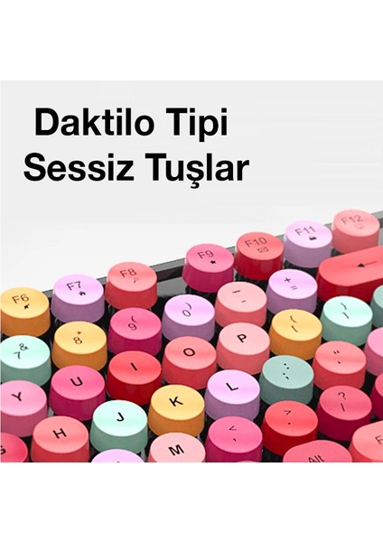 Ally Mofi Sweet 2.4g Retro Kablosuz Q Klavye Oyuncu Klavye ve Mouse SETI-(5775) - A219H675-M53219 modelleri