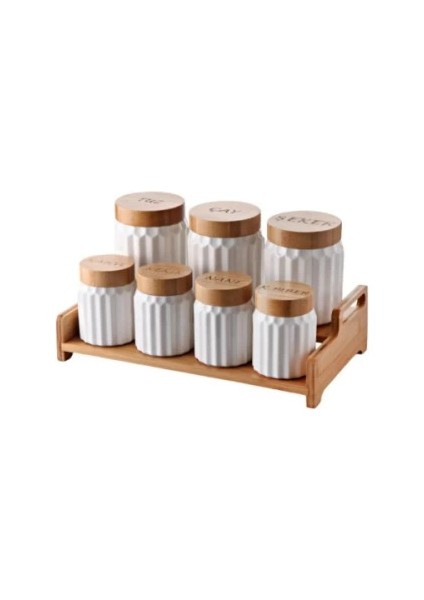 7'li Bambu Kapak Standlı Baharat Seti fiyatları