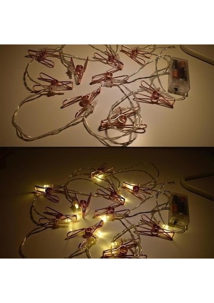 ® Bakır Renkli LED Işıklı Fotoğraf Asma Işık Süsleme Mandalları modelleri