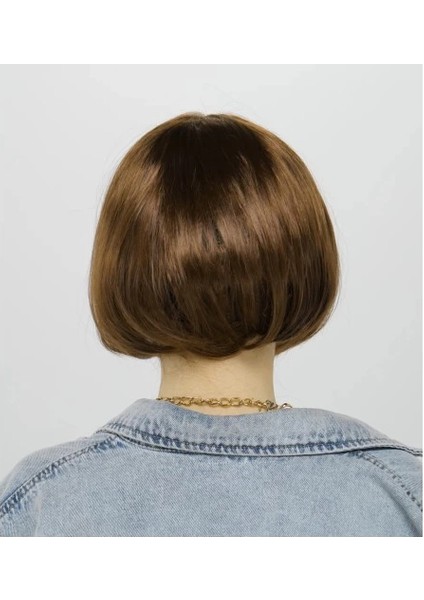 Kısa Küt Parti Peruğu Kahve modelleri