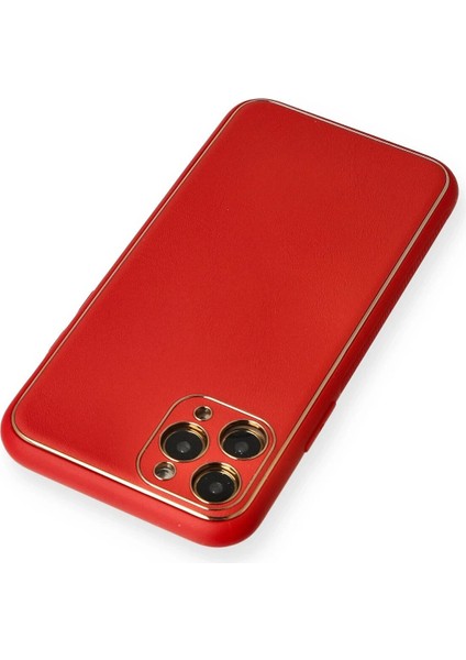 CPT16 iPhone 11 Pro Max Kılıf Coco Deri Silikon Kapak - Kırmızı modelleri
