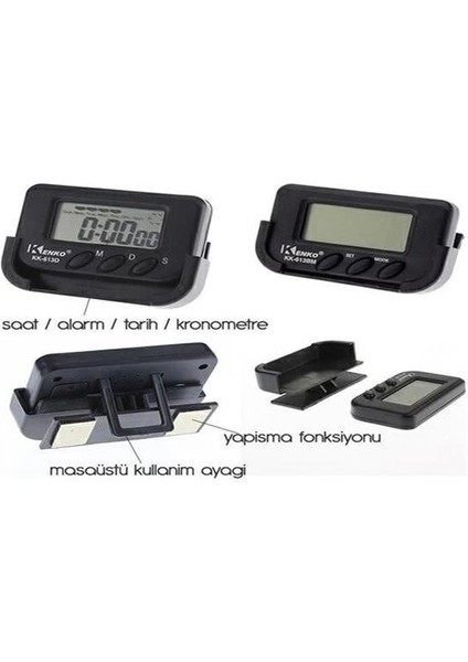 Ev ve Araç Tipi Dijital Saat Kronometreli Alarmlı Pilli Saat